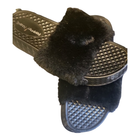 DIRTY LAUNDRY Black. Platform Mules Fur slip-on Slide Women's sandals Size 9 - Picture 5 of 10